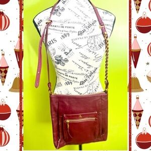 👜 Elliott Lucca Burgundy Leather Crossbody Bag-Like New 👜